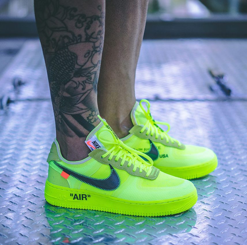 Off White x Air Force 1 Fluorescent green Monode zapas